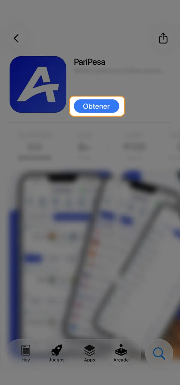 Confirma la instalación de la aplicación iOS PariPesa y juega a tus juegos favoritos.
