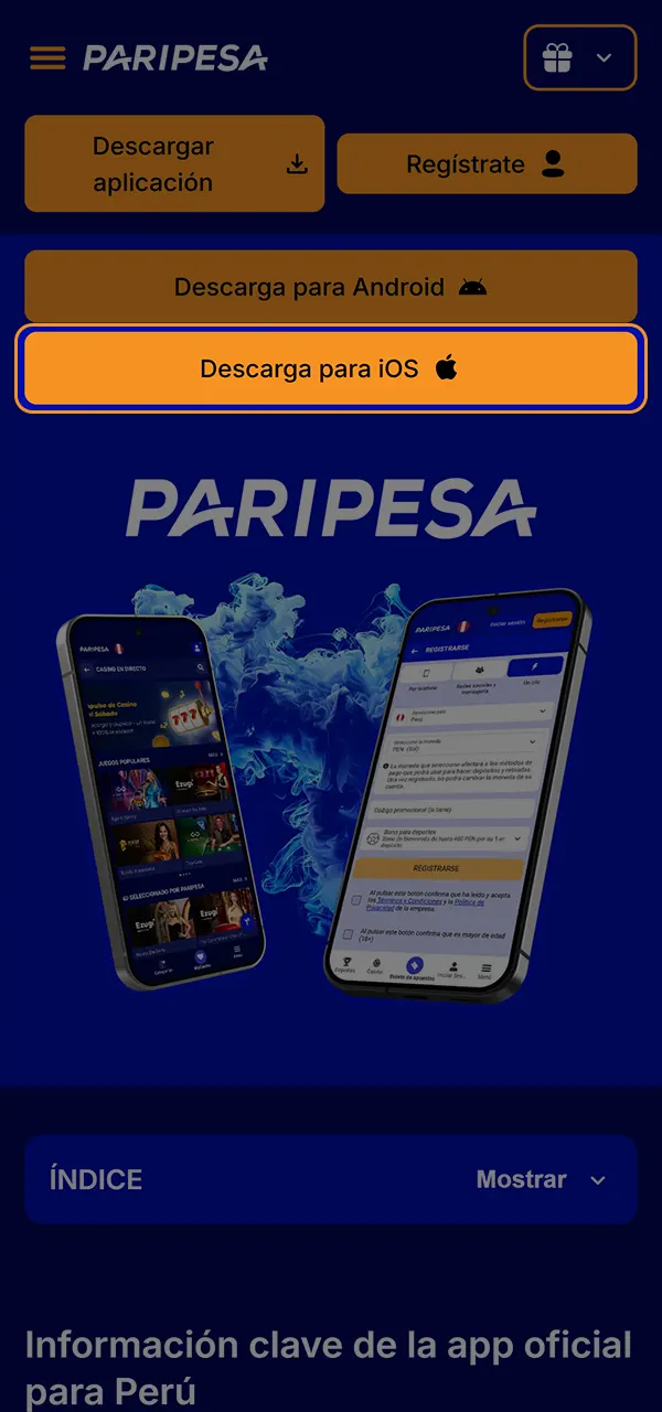 Descarga la aplicación iOS PariPesa con solo un par de clics.