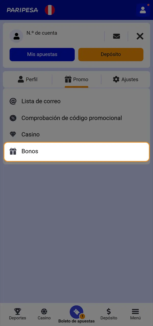Echa un vistazo al bono activado en el casino PariPesa.