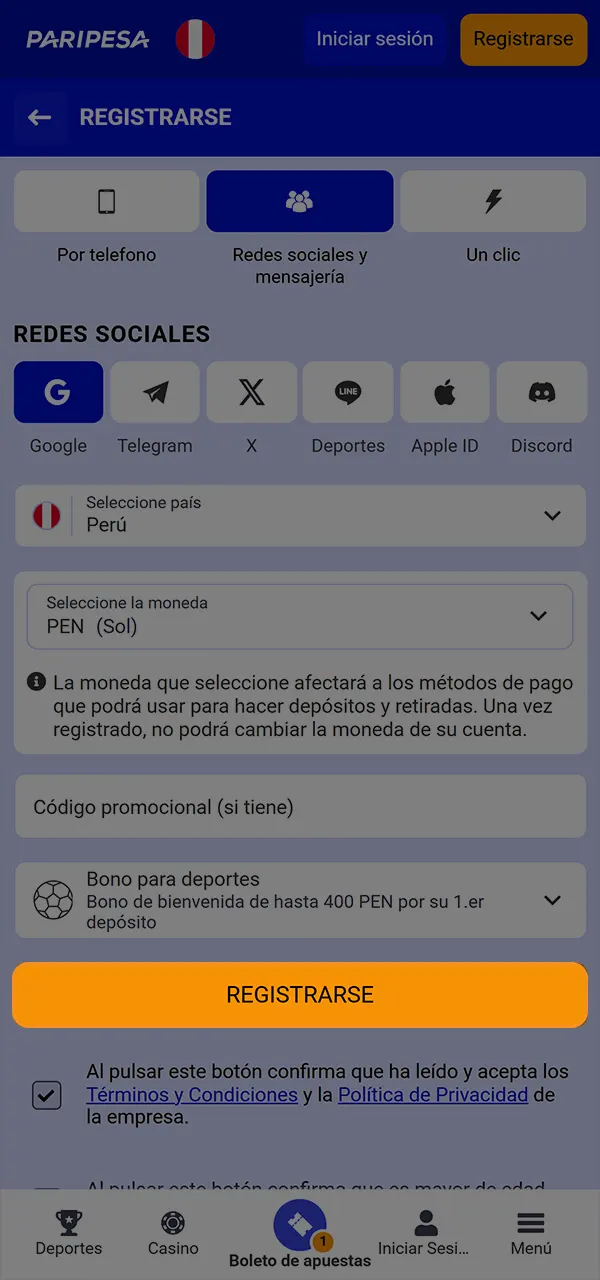 Abre el bono por registrarte en el casino PariPesa y empieza a jugar.