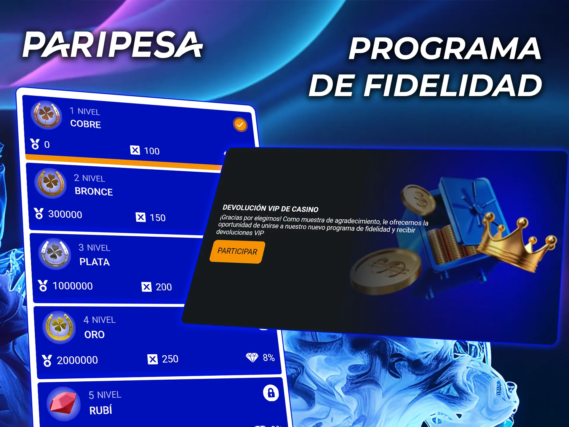 Abre el programa de fidelidad del casino PariPesa y obtén privilegios adicionales.