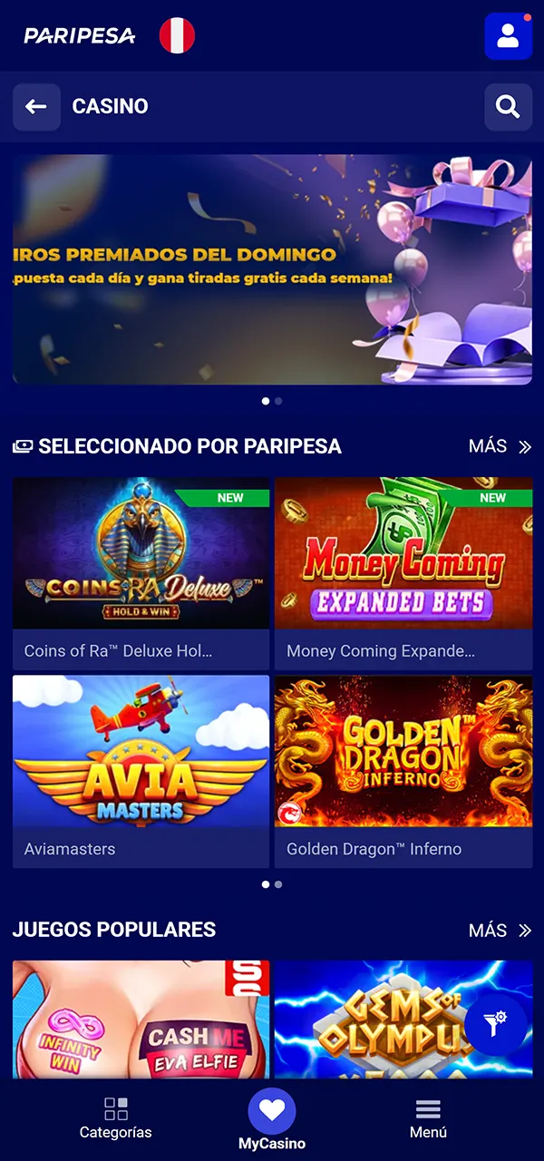 Juega a los mejores juegos de casino de PariPesa.