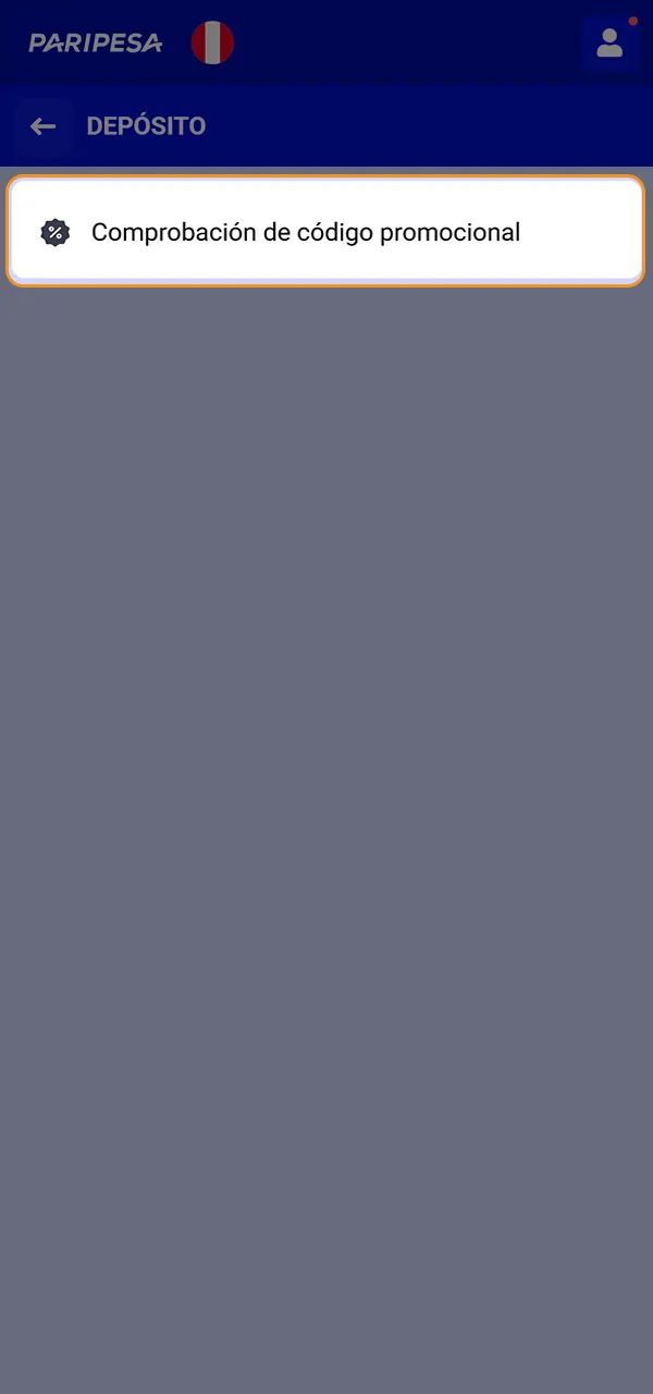 Abre el campo para el código promocional en PariPesa y activa el bono.