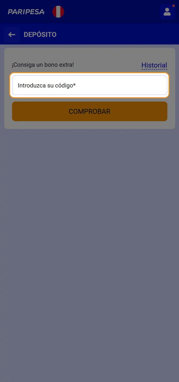 Activa el código promocional en PariPesa.