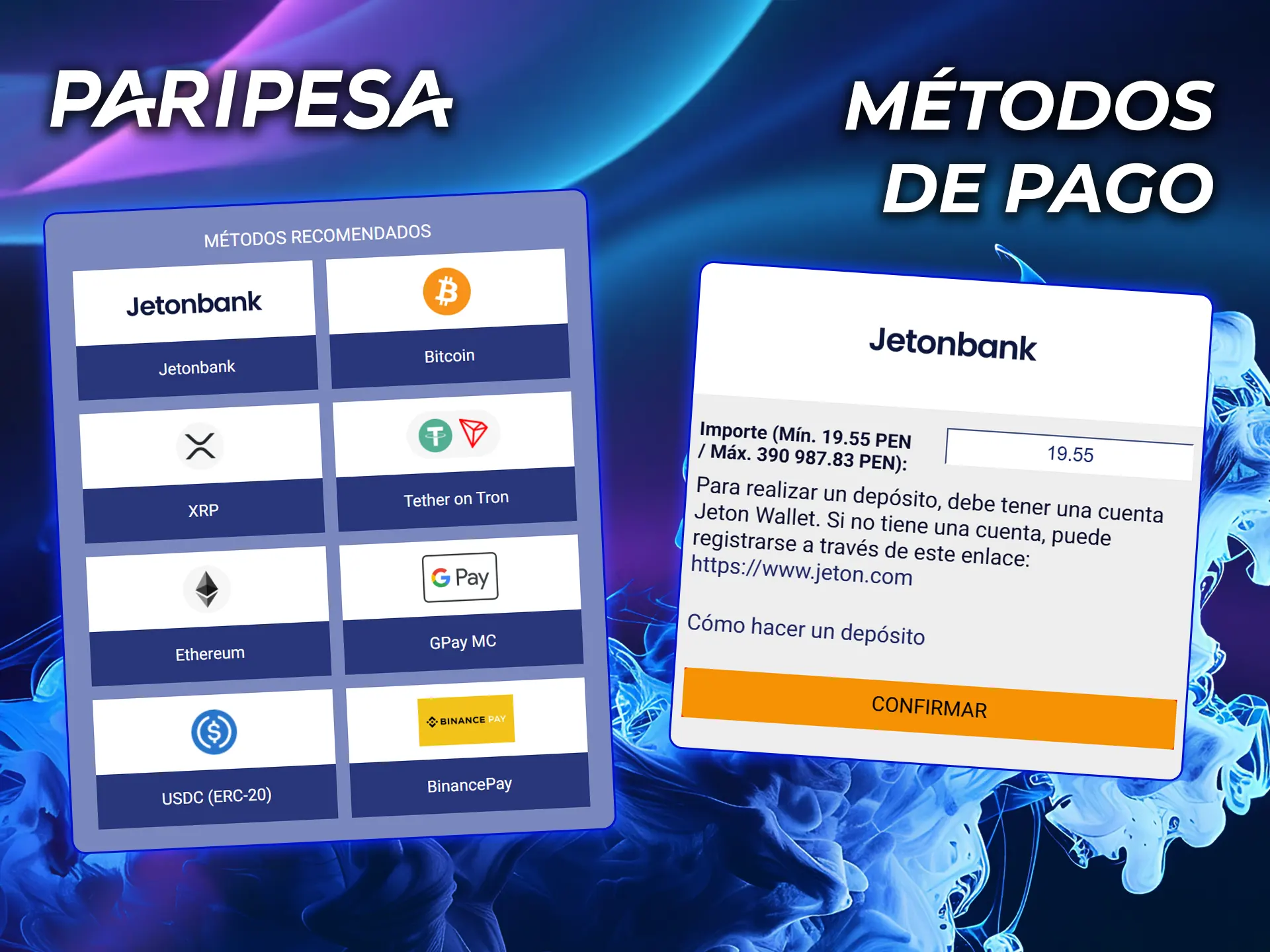 Echa un vistazo a los cómodos métodos de pago del casino PariPesa y recarga tu cuenta.