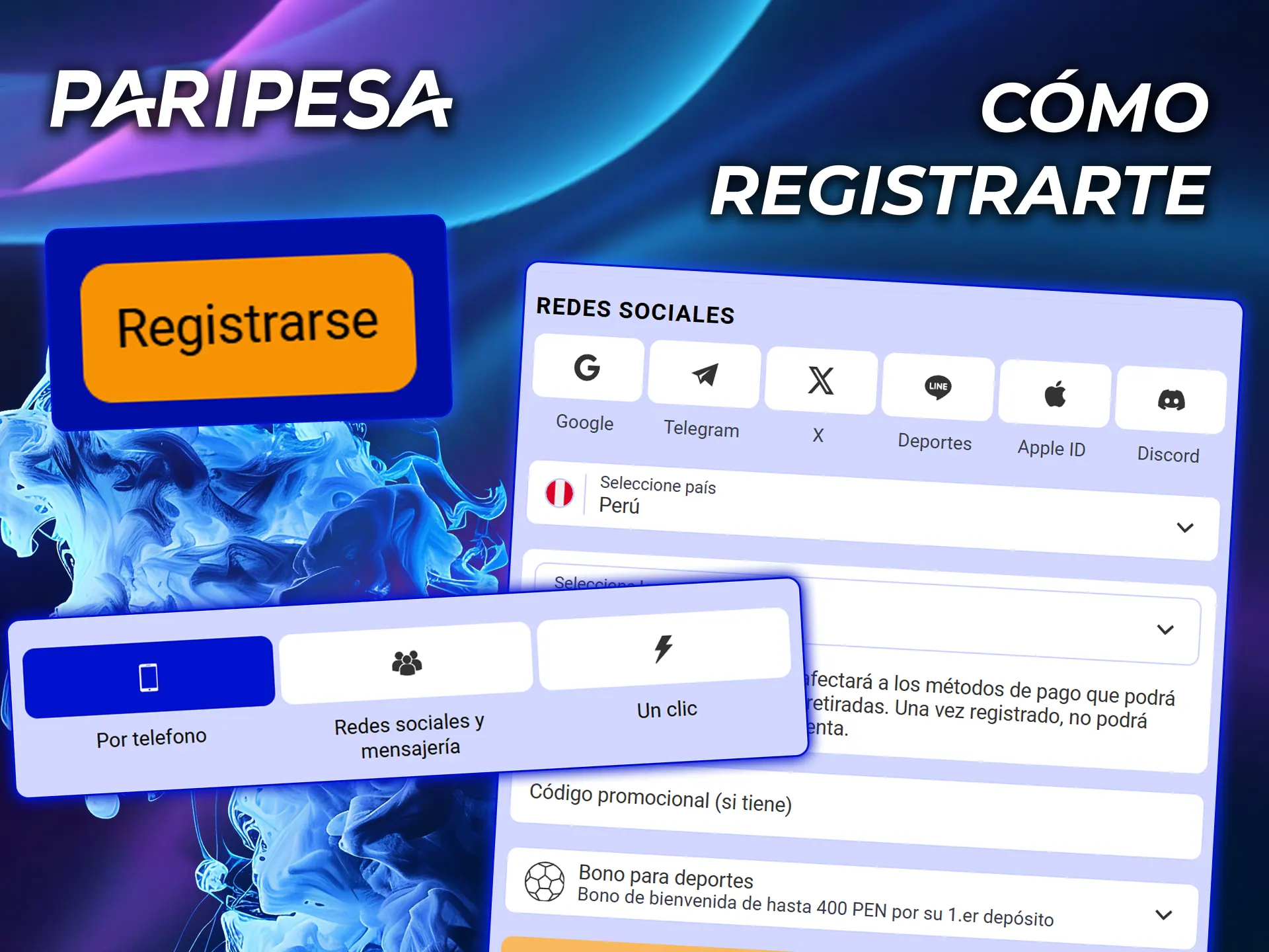 Regístrate en PariPesa y accede a las apuestas y los juegos.